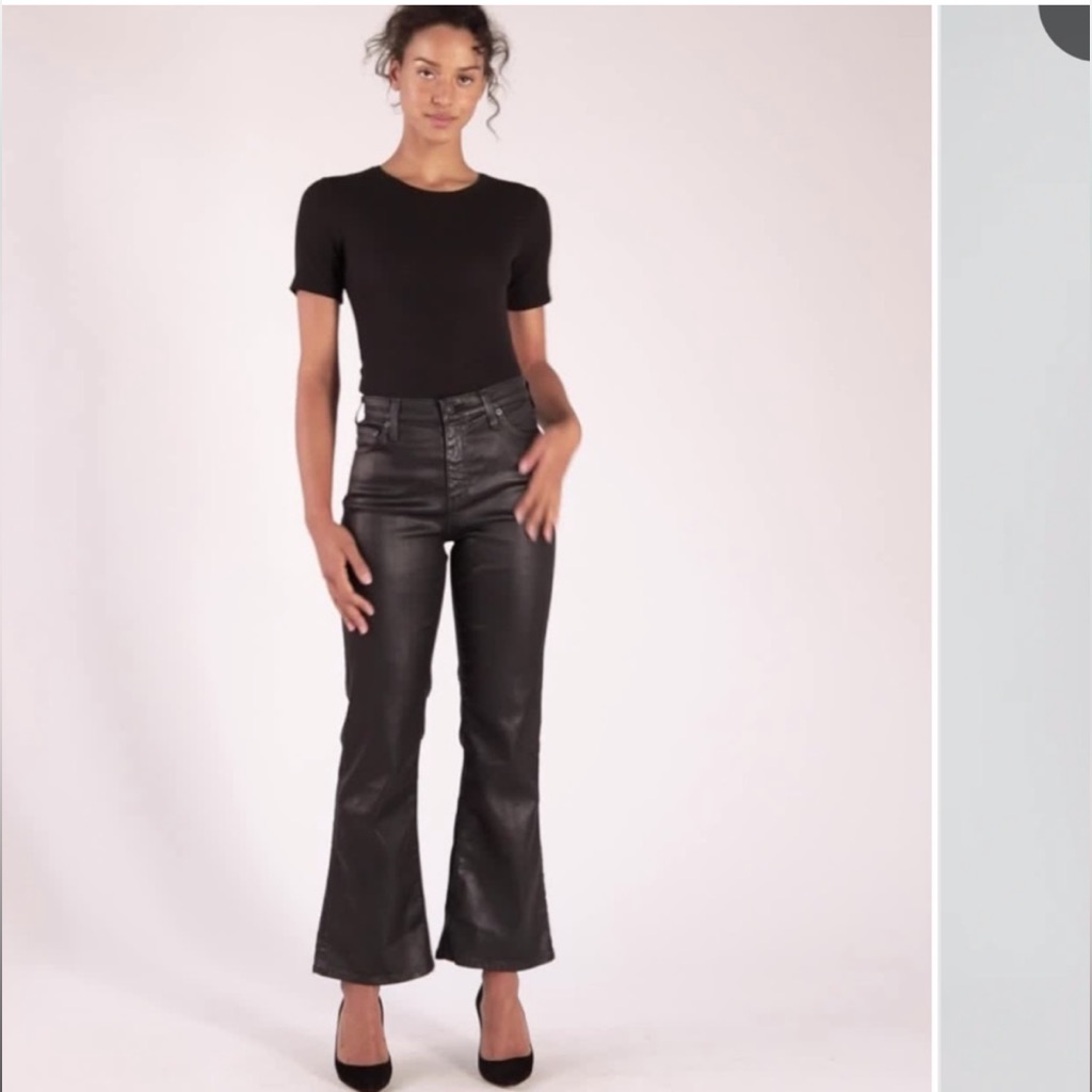 Ag Quinne Crop High Rise Cropped Kick Flare Faux Leather Pant